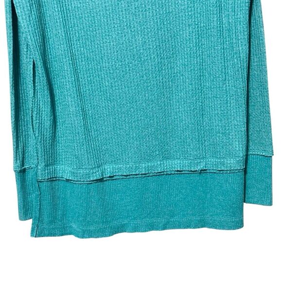 FREE PEOPLE NWT North Shore Waffle Knit Oversized Tunic *Aqua S - Picture 4 of 10